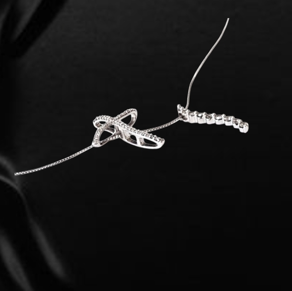 14K White Gold Convertible Cross Pendant with Natural Diamonds & Stud Earring
